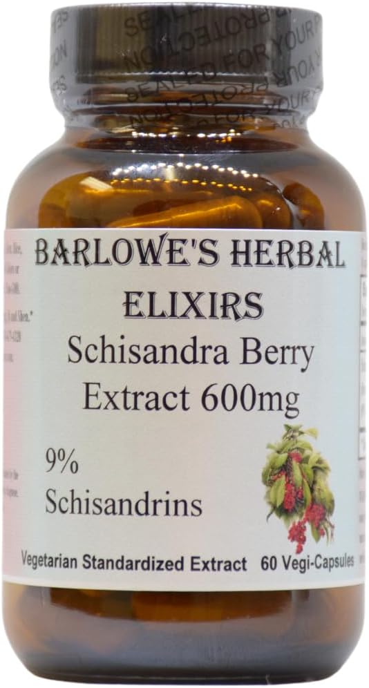Barlowe's Herbal Elixirs Schisandra Berry (en anglais seulement) Extrait 9% Schisandrins (en anglais seulement) 600mg par Capsule (en anglais seulement) 60 Capsules de Véggie (en anglais seulement)
