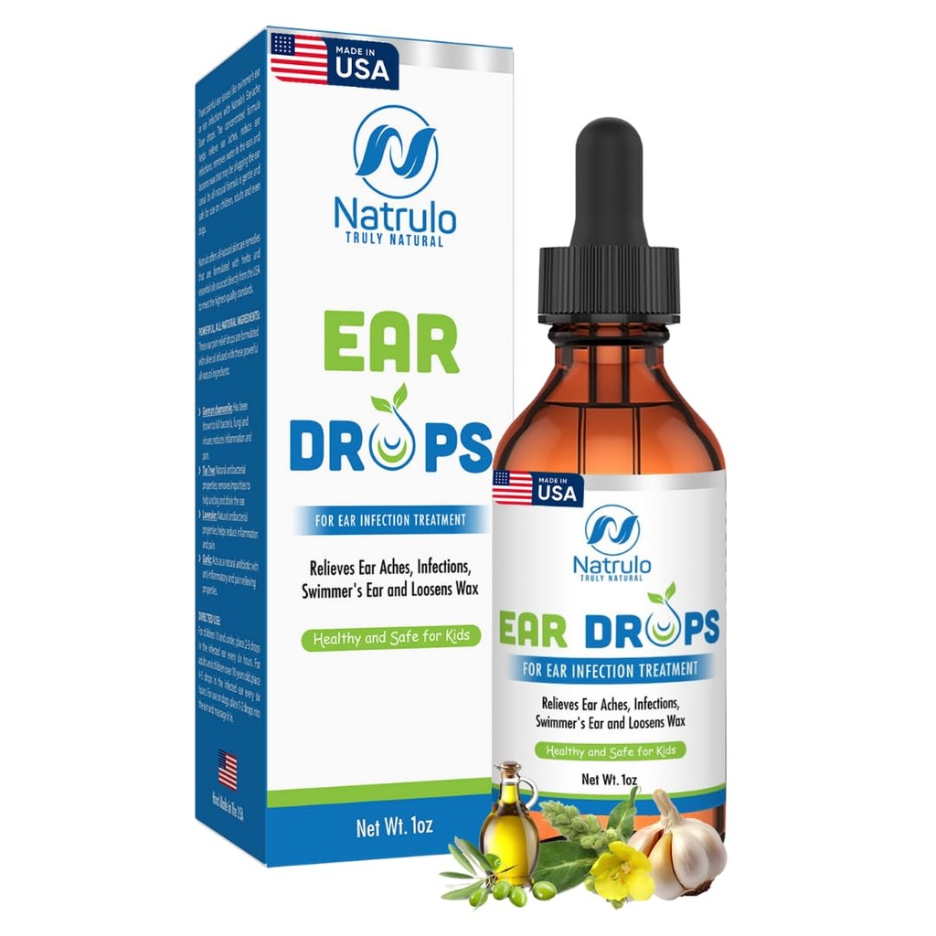 Drops d'oreille pour les infections de l'oreille – Toute l'huile naturelle d'ail Mullein pour les araches, l'oreille de Swimmer, les oreilles obstruées, l'enlèvement de la cire d'oreille et les oreilles démangeaisons – Traitement de l'oreille pour adultes, enfants et animaux de compagnie, fabriqués aux États-Unis