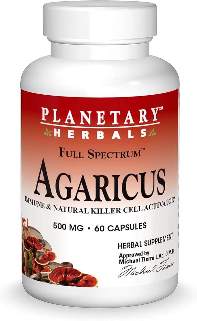 Herbes Planétaires Extrait d'Agaricus Capsules à spectre complet, 500 mg, 60 Nombre