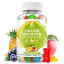 Supplément de zinc de magnésium de calcium avec vitamine D3, Gommies de calcium sans sucre pour les femmes hommes, Gommies de magnésium de haute puissance pour les os et les muscles et la santé immunitaire, arômes mixtes - 60 Comte