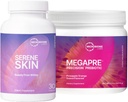 Microbiome Labs Skin Support Bundle - SereneSkin Probiotic Supplément pour la peau claire montré pour aider à réduire les lignes fines (30 Capsules) - MegaPre poudre prébiotique pour la santé de Gut (2,1oz)