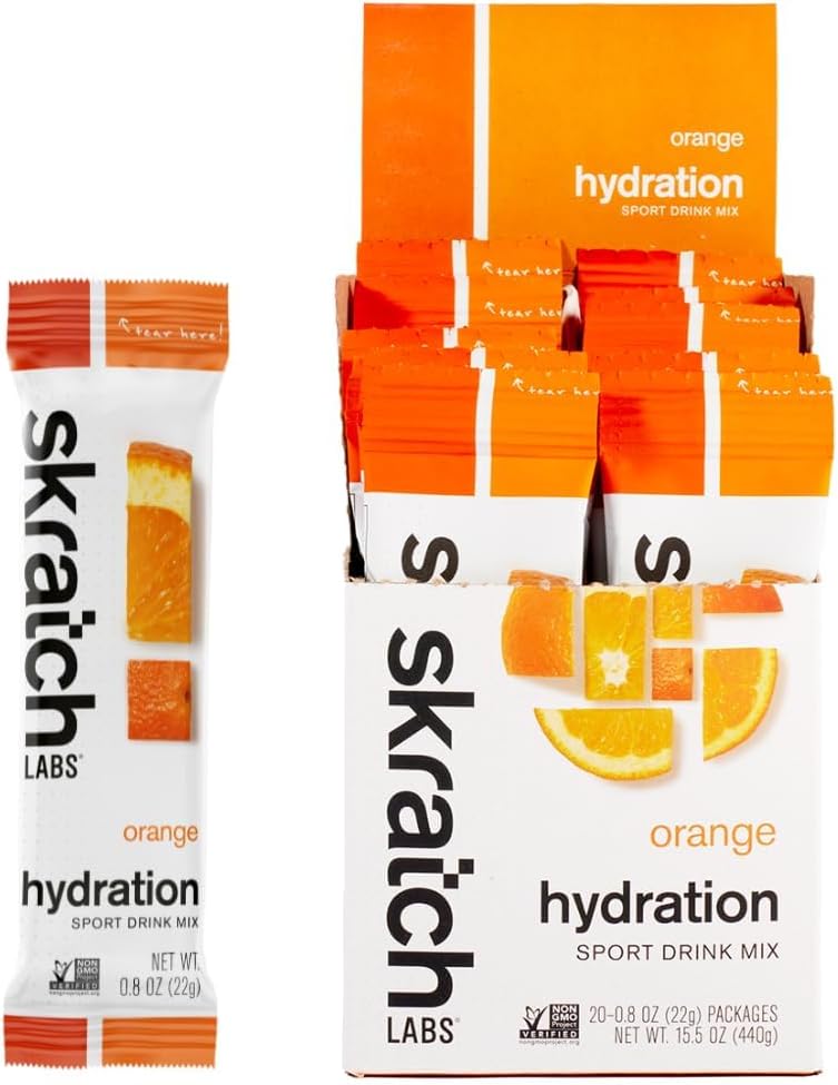 Skratch Labs Packets d'hydratation - Mélange de boisson d'hydratation, Orange (20ct) - Packets de poudre d'électrolyte développés pour les athlètes et les performances sportives - Sans gluten, Vegan, Kosher
