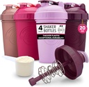 GOMOYO [4-Pack] Bouteille de shaker 20-Ounce" Bouteille de shaker protéinée avec mélangeur de fil de fer Action-Rod.