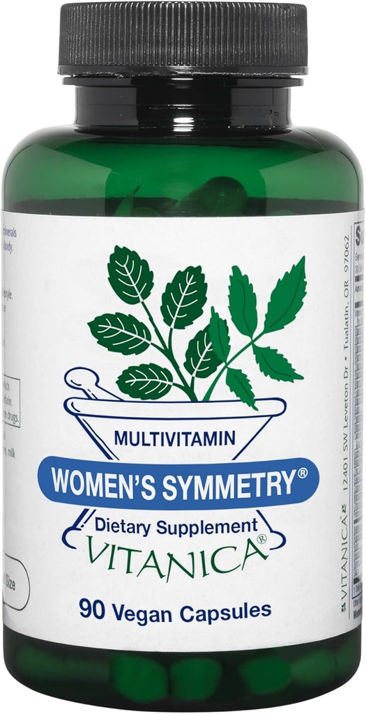 Symmétrie des femmes Vitanica, multivitamine et minéral à haute puissance, végétalien/végétarien, 90 capsules