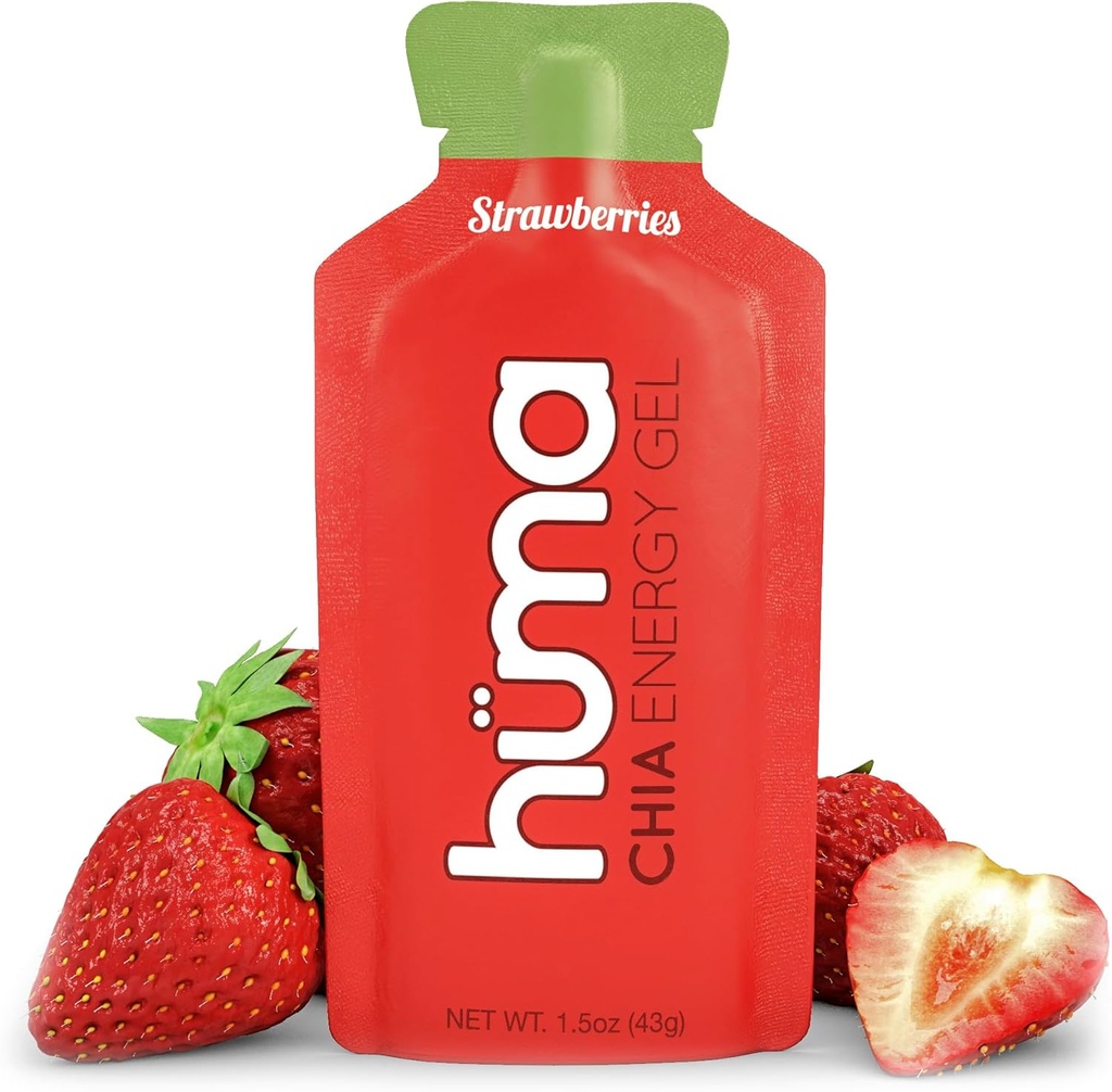 Huma Chia Energy Gel, fraises, 12 gels - Première nutrition sportive pour l'endurance