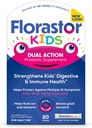 Florastor Kids double action probiotique supplément, renforce la santé digestive et immunitaire des enfants, 20 bâtonnets de poudre facile à mélanger, emballage mai Varier