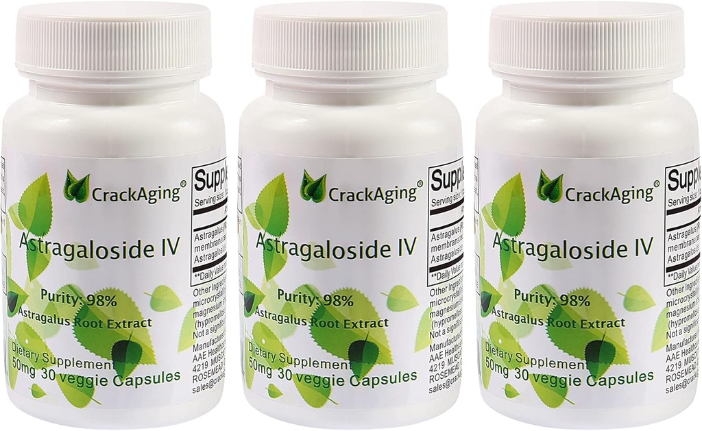 Astragaloside IV 98% de suppléments anti-âge pour le soutien immunitaire adulte 50mg/cap 90 capsules dans 3 bouteilles