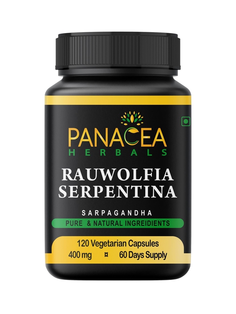 Panacea Herbals Rauwolfia Serpentina Capsules (120 Culots de Vég. 400mg) Sarpagandha Vati, Supplément de Snakeroot indien