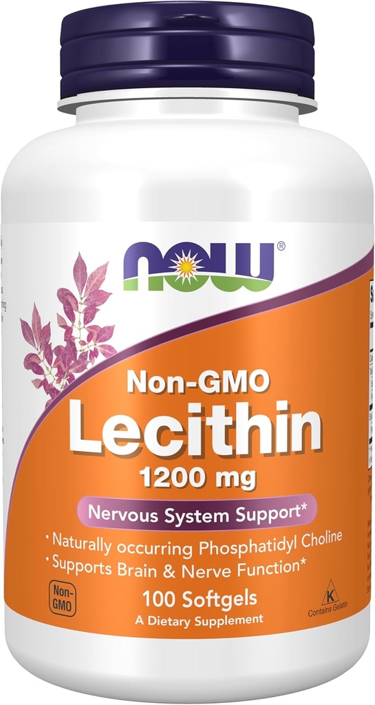 MAINTENANT Suppléments, Lécithine 1200 mg avec Phosphatidyl Choline, 100 Softgels