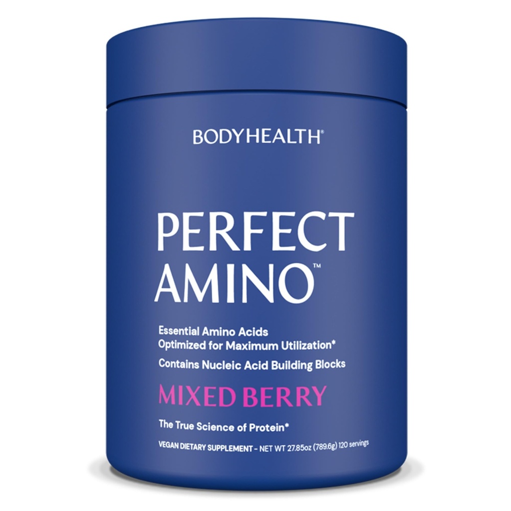 BodyHealth PerfectAmino Powder - BCAA et EAA Powder for Pre and Post Workout - Boissons d'énergie acides aminés pour les hommes et les femmes à l'appui des muscles maigres et de la récupération - Berry mixte - 120 portions