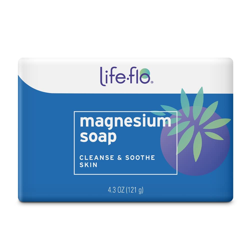 Life-FLO Magnesium Bar Savon Super Concentré avec le Chlorure de magnésium calmant, plus les huiles de noix de coco et d'avocat.