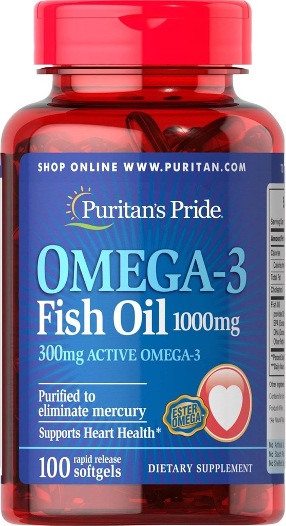 Puritans Pride Omega-3 Huile de poisson 1000 Mg, 100 Compte
