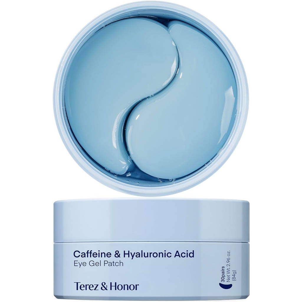 TEREZ & HONOR Patches sous les yeux pour les cercles sombres - 60 masques hydrogel coréens pour le puffines, sacs avec caféine, acide hyaluronique, niacinamide - brillant sous les yeux, hydratant, anti-rides et refroidissement