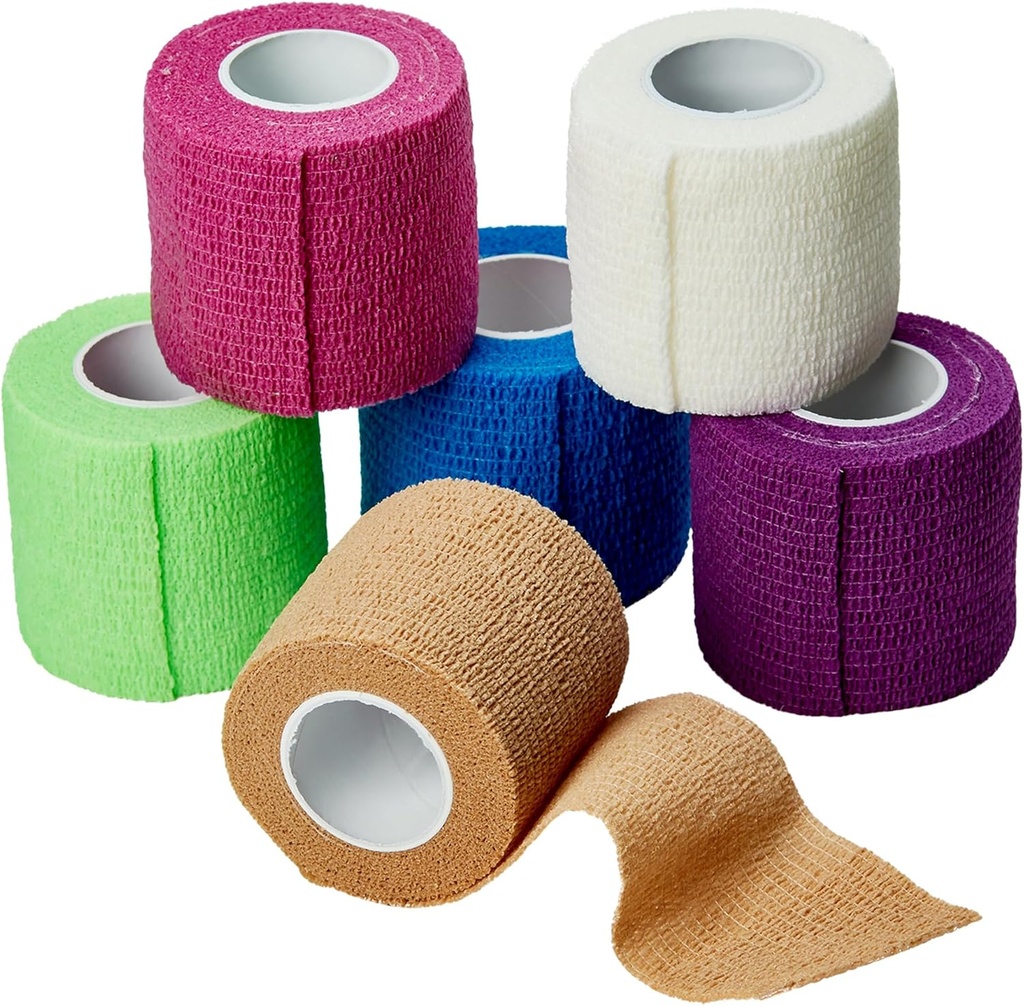 MEDca Bandes d'enveloppes cohésives auto-adhérantes 2 pouces X 5 Yards 6 Compte, (couleur de la raie)