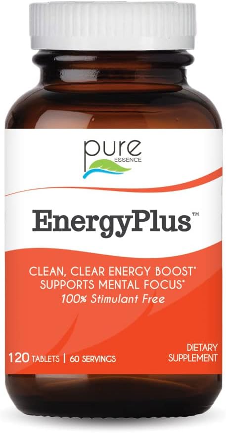 Energy Plus by Pure Essence - Sans caféine, Supplément à base de plantes naturelles - Smooth, No Jitters No Crash - 120 comprimés