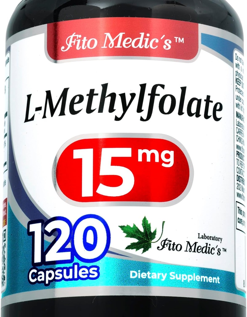 FITO MEDIC'S Lab (Lab) méthylfolate (120 Capsules) Supplément de folate de méthyle Supplément de folate de méthyle (ultra) Absorption élevée.