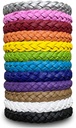 12 Pack Bracelets anti-moustiques, couleur solide Insecte en cuir emballé individuellement et bandes de poignets anti-bugues pour enfants et adultes Camping de plein air Pêche Voyage