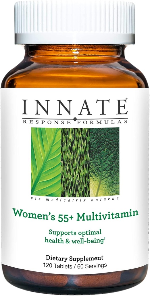 Formules de réponse innée Femmes 55+ Multivitamine - Multivitamine quotidienne pour les femmes 55 et plus - Végétarien, non-OGM et sans gluten - Fabriqué sans 9 allergènes alimentaires - 120 comprimés (60 portions)