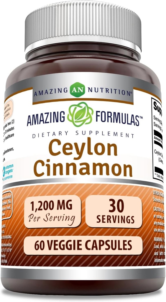 Formules étonnantes Ceylan Cinnamon 1200 Mg Supplément de Végétariens Capsules non-OGM