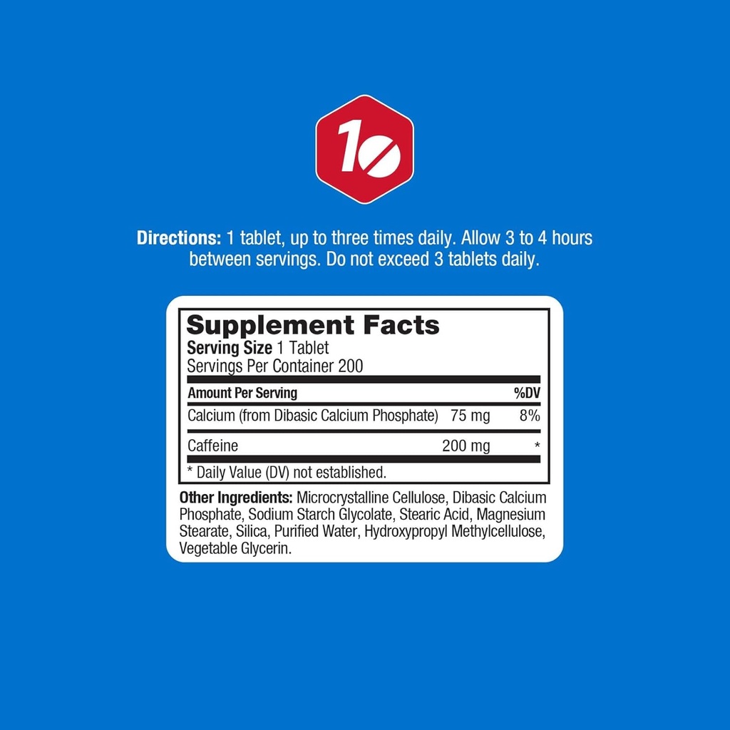 Comprimés de caféine ProLab 200mg - 200ct-