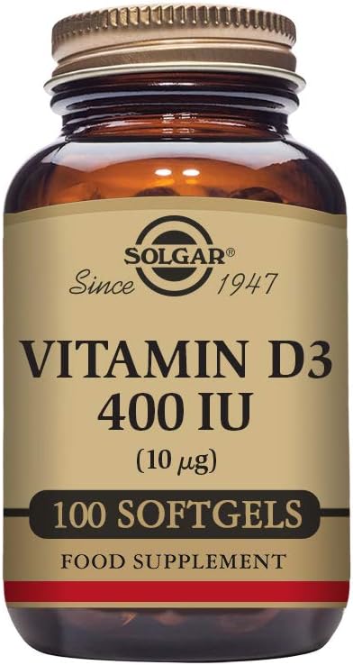 Solgar Vitamine D3 (cholecalciferol) 10 MCG (400 UI), 100 Softgels - Aide à maintenir les os et les dents - Système immunitaire - Non-OGM, sans gluten, sans lait - 100 portions