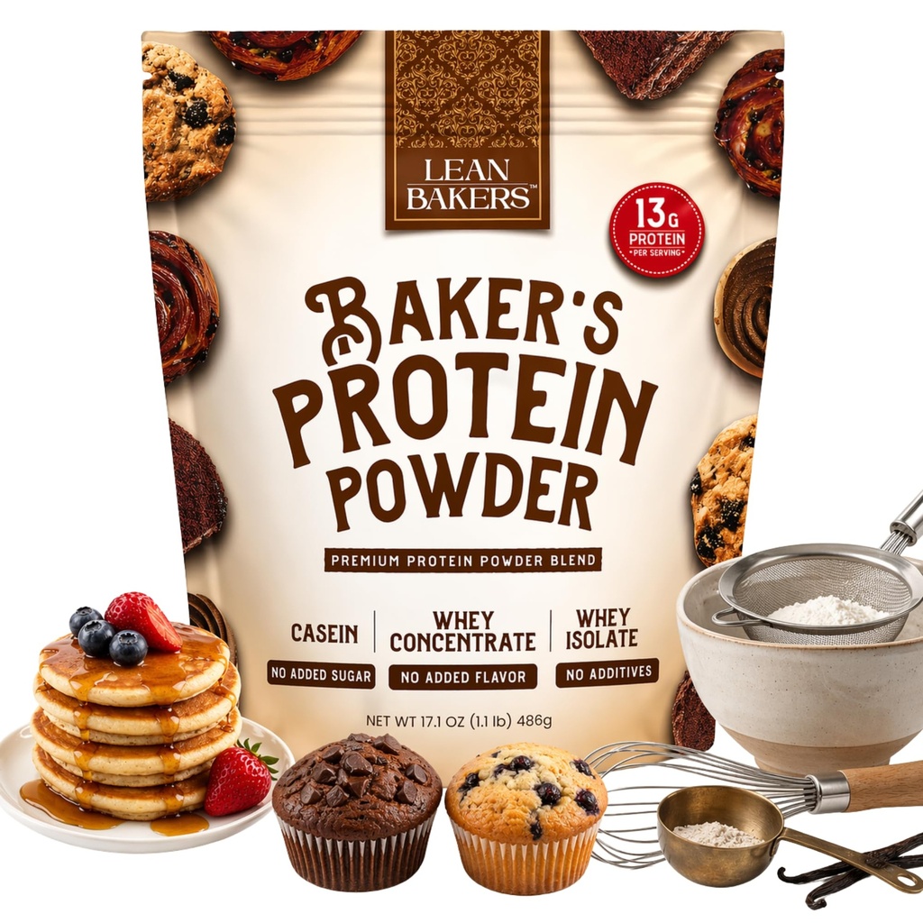 Poudre de protéines de Baker Pure Mélange de protéines naturelles, Isolé de lactosérum, concentré de lactosérum, caséine, sans gluten, sans édulcorants, non aromatisé, 17,1 oz, pour le four à haute teneur en protéines
