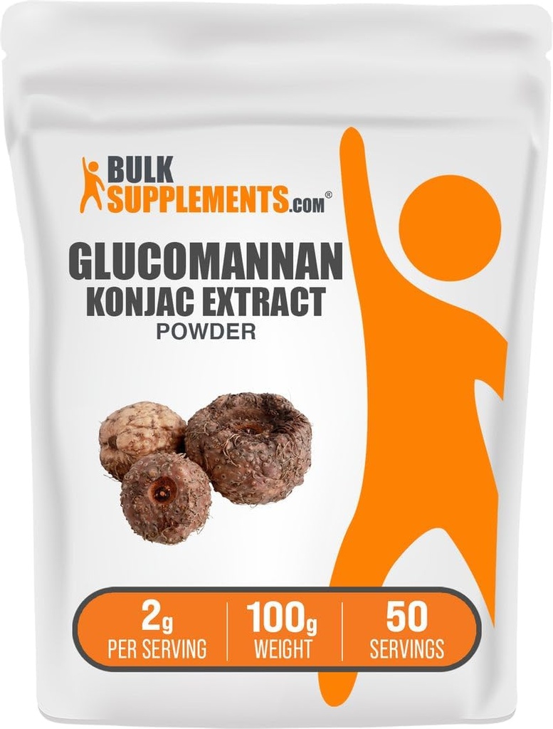 BulkSupplements.com Poudre de Glucomannane - de la poudre d'extrait de racine Konjac, Suppléments de Glucomannane - Sans gluten, 2g par portion, 100g (3.5 oz) (paquet de 1)