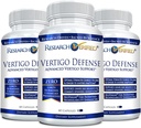 Research Verified Vertigo Defense - Soothe Symptoms and Support Inner Ear Balance - Vitamin D3, Ginger, Ginkgo Biloba, BioPerine - 180 Capsules