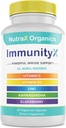 Supplément de soutien immunitaire biologique tout-en-un 60 Capsules Vegan - Elderberry 500mg, Ashwagandha 500mg, 400mg Vitamine C et zinc - Vitamine D3 - Immune Boosters pour adultes