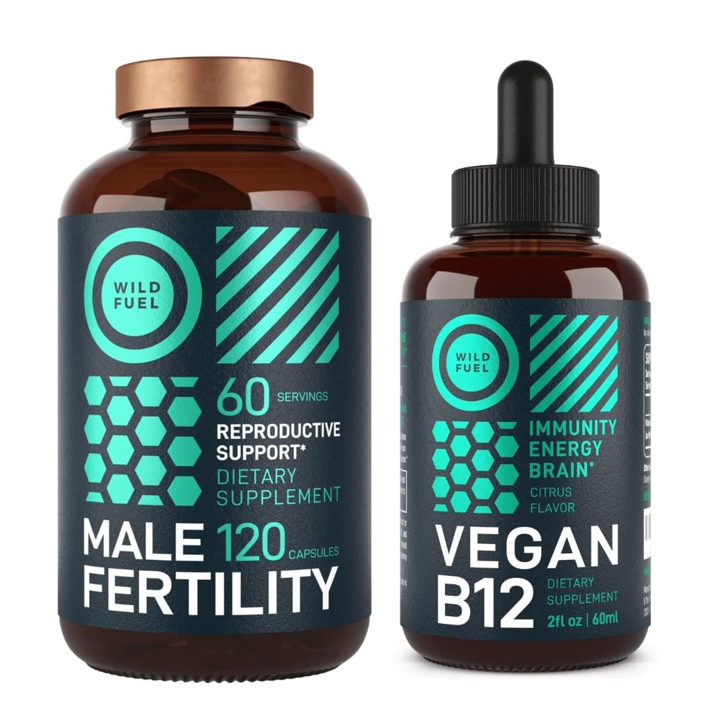 WILD FUEL Supplément masculin de fertilité et liquide B12 hommes santé et énergie