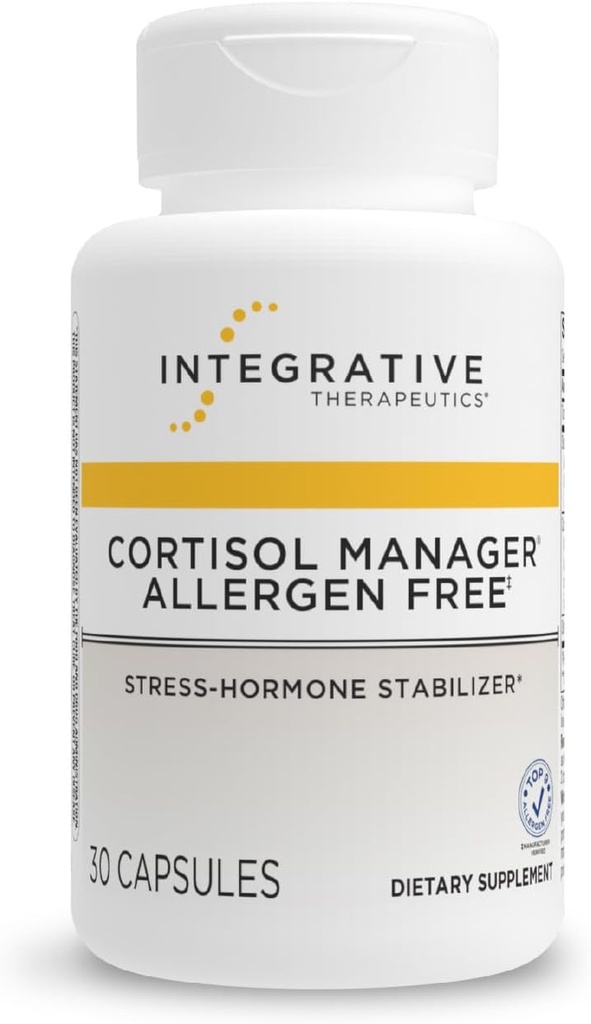 Thérapeutique intégrative Cortisol Manager Allergène sans - Supplément de soutien de santé adrénal pour une réponse au stress sain* - Vegan, non-dairy et sans gluten - 30 capsules (15 portions)