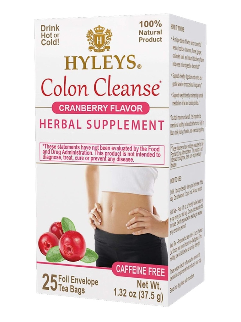 Hyleys Colon Cleanse Tea Cranberry Flavor - 25 Sacs à thé (12 Pack - 300 Sacs à thé Total)