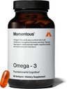 Momentous Omega-3 Fish Oil - Supplément EPA et DHA à haute puissance pour les hommes et les femmes - Soutient la santé cardiaque, articulaire et cérébrale - Certifié NSF pour le sport - Non-OGM - Sans gluten - 1 600 mg - 30 portions