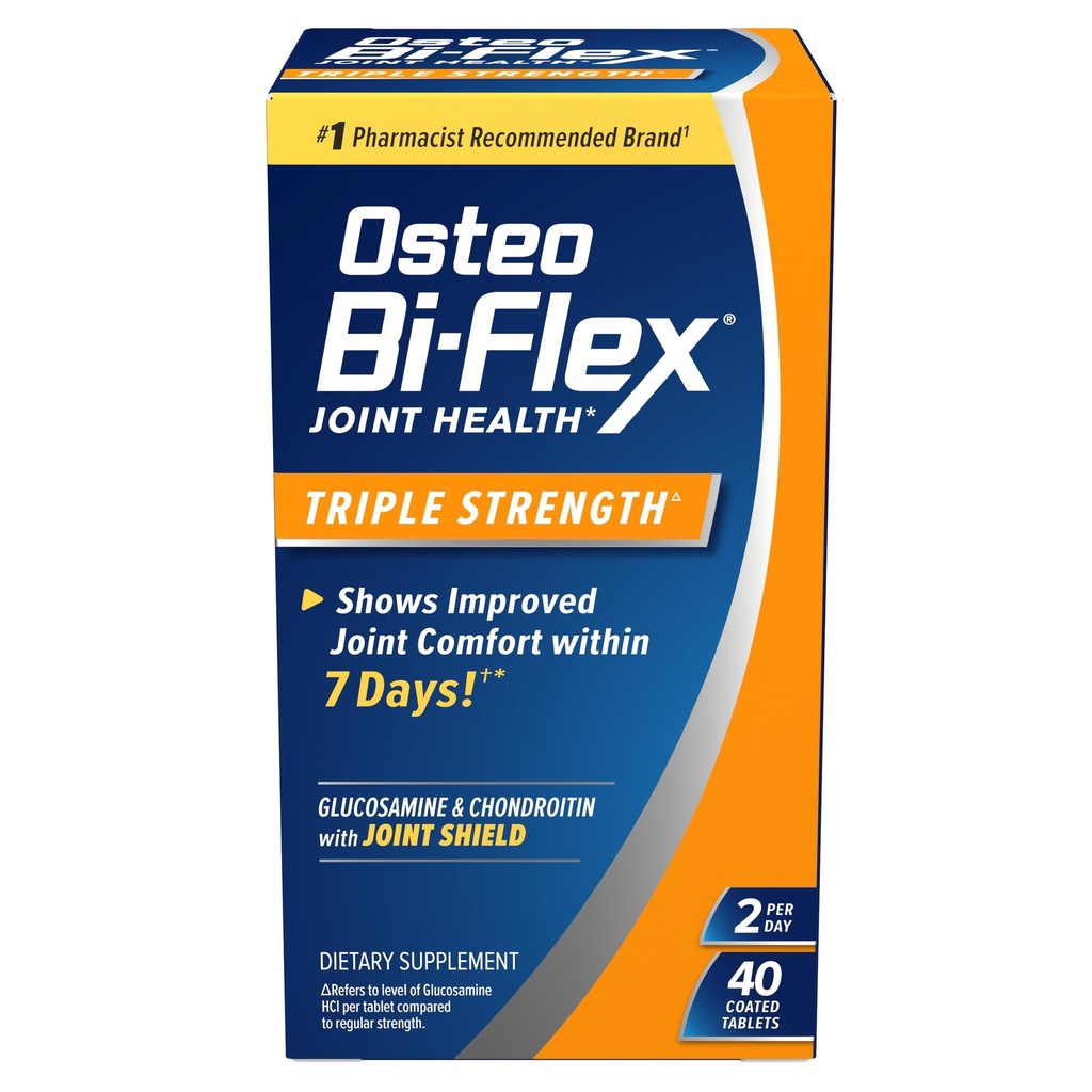 Osteo Bi-Flex Triple Strength(5), glucosamine Chondroïtine avec supplément de santé articulaire vitamine C, comprimés enduits, 40 Compte