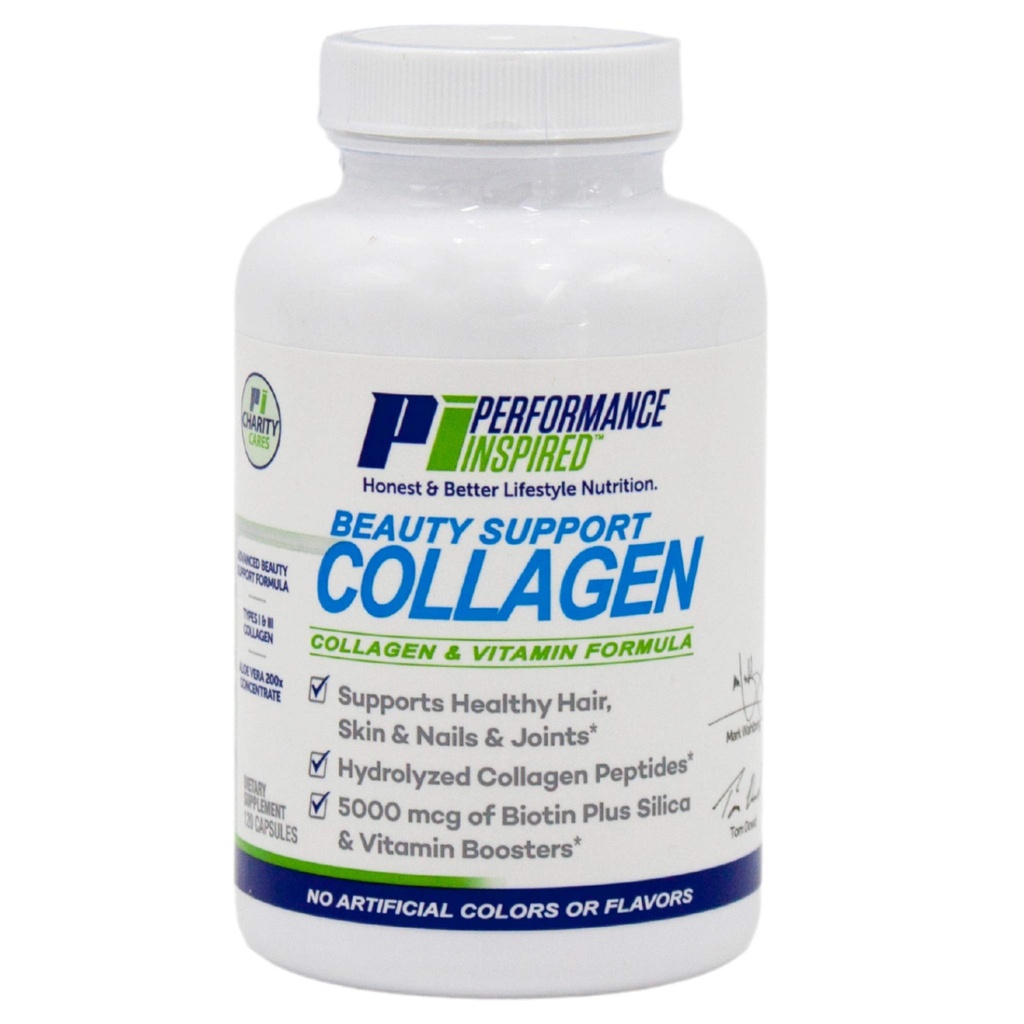 Performance Inspired Nutrition Capsules de collagène – Soutien articulaire, cutané, ongles et beauté – 5000mcg Biotin, Silica, Aloe Vera & Collagen Peptides – 120 Compte