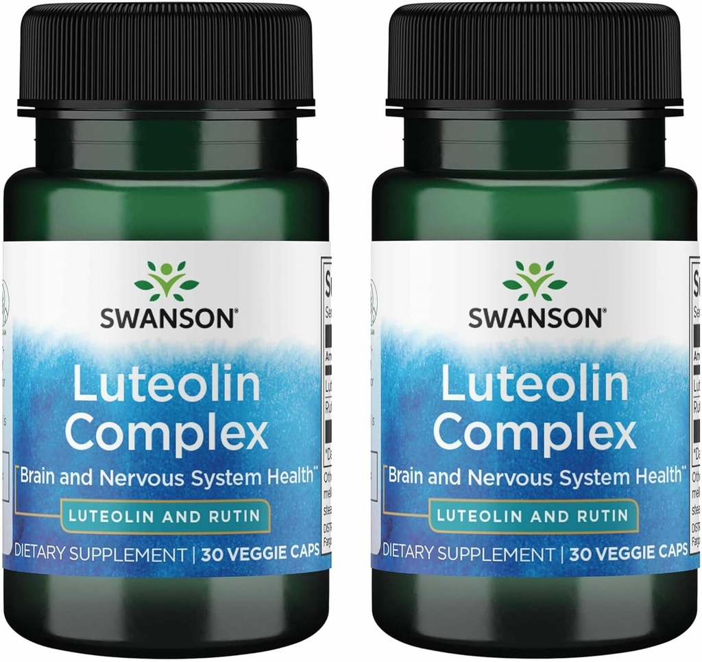 Swanson Luteolin Complex w/Rutin - Brain Support Supplement Promoting Memory, Mood & Cognitive Health - Natural Formula to Help Maintain Nervous System - (30 Veggie Capsules) 2 Pack