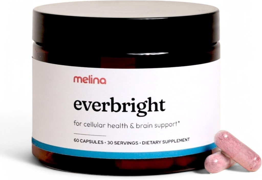 Melina Everbright NAD+ Supplément pour l'énergie et la longévité des femmes - Nicotinamide Riboside (NR), Pterostilbene, Citicoline, Astaxanthin - Anti-Age, Focus et Peau - 3ème partie testée - 30 portions