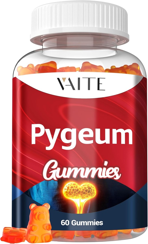 Supplément pygème Gommies 500mg - Vegan Chewables avec extrait d'écorce d'Africain, suppléments à base de plantes pour homme, sans gluten OGM, sans sucre, sans gélatine, 60 Chews Gummy