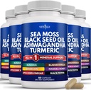 NOUVELLE AGE Sea Moss Black Seed Oil Ashwagandha Turmeric Bladderwrack Burdock - avec Manuka, miel Dandelion, vinaigre de cidre noir sans gluten