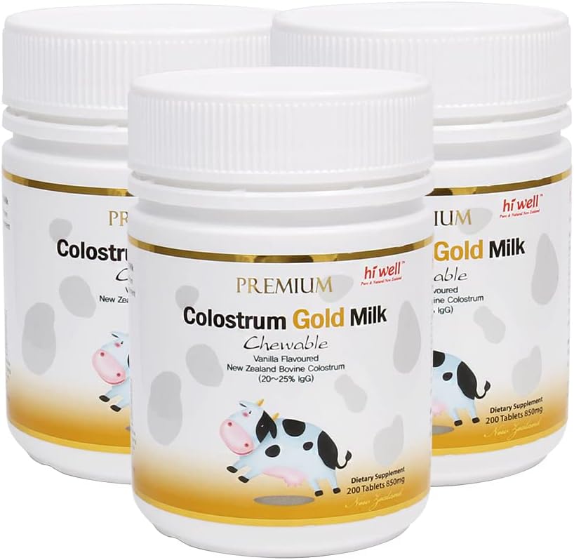 (Pack de 3) Hi Well Premium Colostrum Gold Lait 200Tablettes