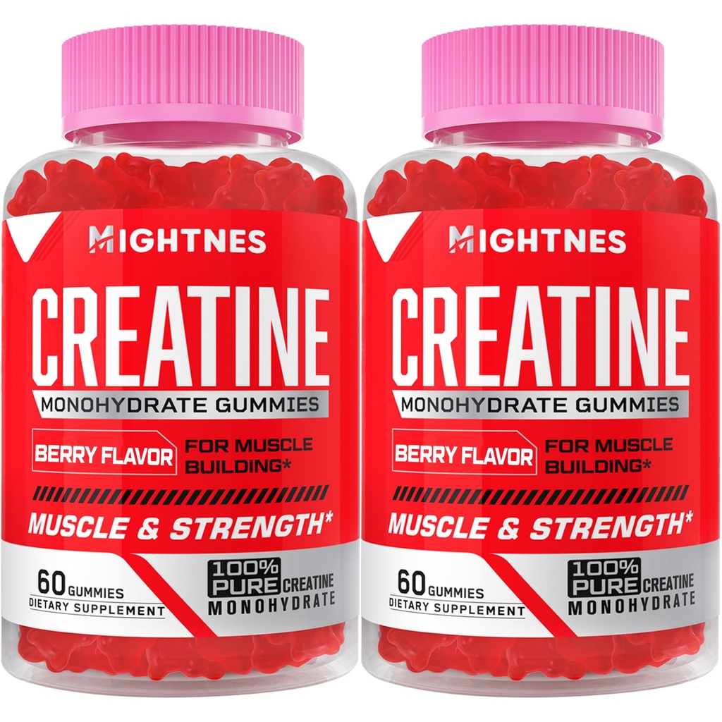 Gommies monohydratées de créatine pour les hommes et les femmes - Gommies pré-entraînement de créatine avec Taurine et vitamine B6 B12 pour la force maximale, le muscle, l'énergie, l'endurance et le focus, biologique, végétalien - 120 Compte