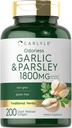 Carlyle Sans odorat Ail et persil 1800mg , 200 Softgels , Supplément sans gluten