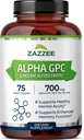 Zazzee Extra Strength Alpha GPC Choline, 700 mg par portion, 75 capsules véganes, 100% de qualité pharmaceutique pure, 100% végétarien, standardisé pour la puissance et la pureté, tout naturel et non-OGM