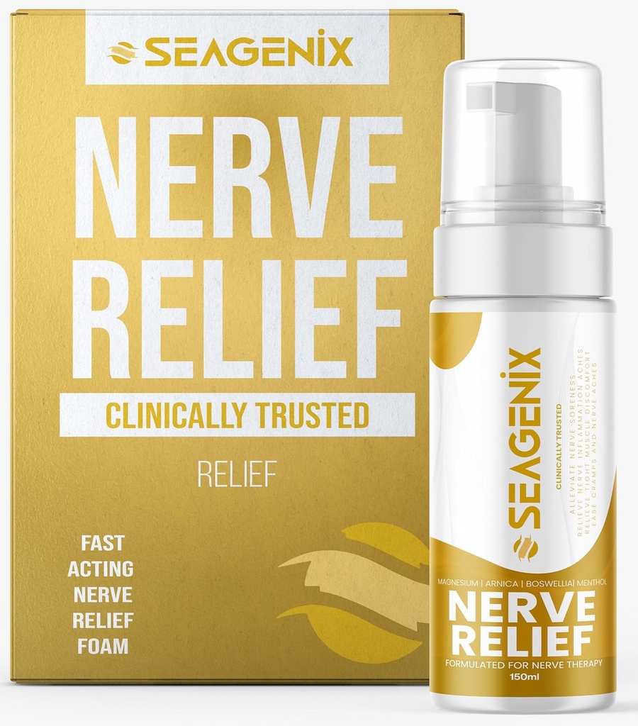 Nerve Relief Muscle Foam - Nerve Spray Magnésium - Arnica - Boswellia - Mentol Formula - Nerve et Relief Muscle – Agissant rapidement avec du sulfate de magnésium - 150 ml - 1 Compte