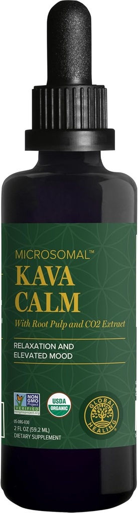 Global Healing Center - Organic Kava Calm - MicroSomal Tech, Pure Kava Drops - Induisez le calme, en particulier ceux qui sont impliqués avec GABA