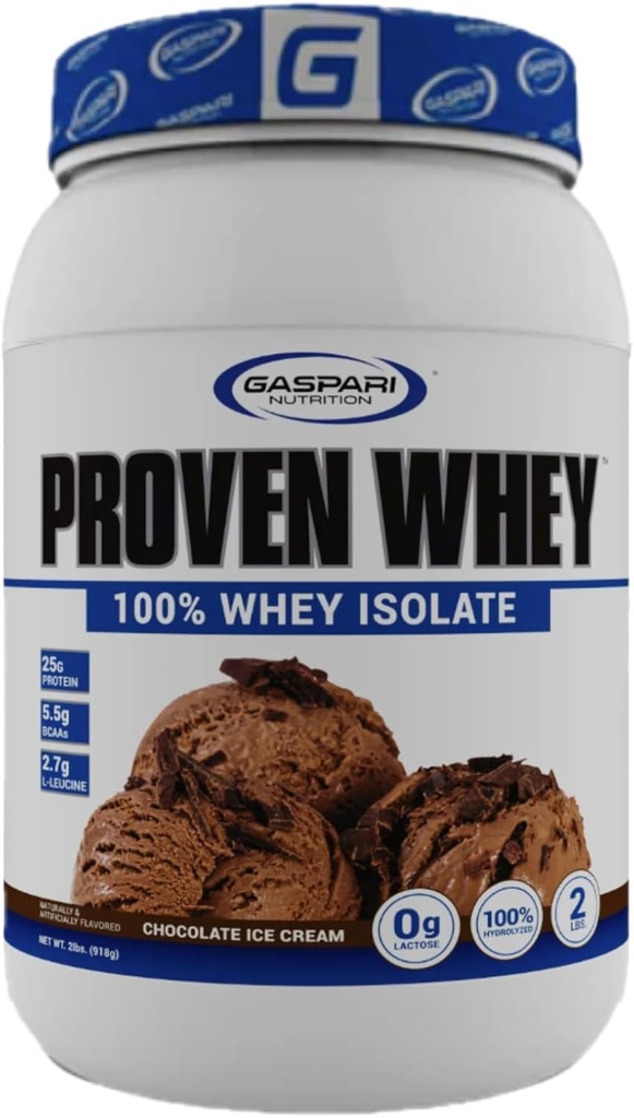 Gaspari Nutrition éprouvée Lactosérum, 100 % hydrolysé Isolé de lactosérum, haute teneur en protéines, sans lactose, faible teneur en glucides et faible teneur en sucre (crème glacée chocolatée, 2 livres (paquet de 1)