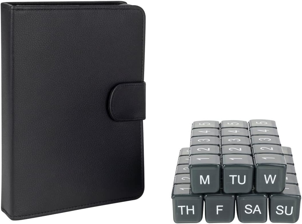 e-Pill 5 fois par jour x 7 jours Grande Pill Weekly Organizer, Vitamine and Medicine Pill Box - avec boîtier discret (noir)