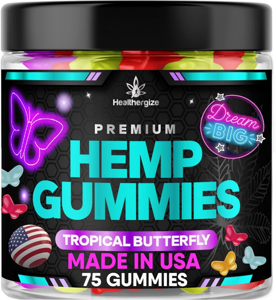Gommies de chanvre Huile de chanvre Premium Infused Gummy Bears, Omega naturel pour le soulagement profond et sain du temps de lit, les comestibles amusants, la paix et la détente, équilibre d'humeur, Omega naturel-Fabriqué aux États-Unis