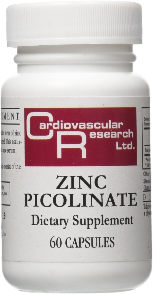 Recherche cardiovasculaire Capsules de picolinate de zinc, 60 Nombre