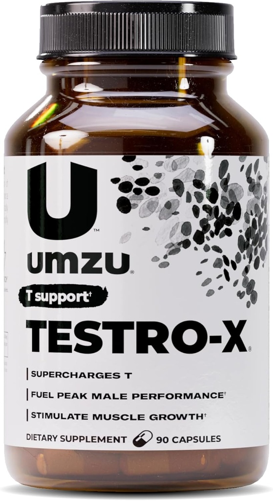 Supplément UMZU Testro-X pour les hommes – 90 capsules pour 30 jours d'approvisionnement – soutient l'énergie, la concentration, la force et la récupération musculaire – avec Ashwagandha & Zinc – Formule de soutien de mieux-être naturel pour les hommes